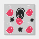 black and pink bird pattern magnet