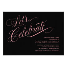 Black and Pink Birthday Invitations