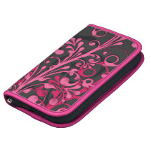Black and Pink Floral Rickshaw Smartphone Folio Planner