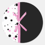 Black and Pink Polka Dot Design Sticker
