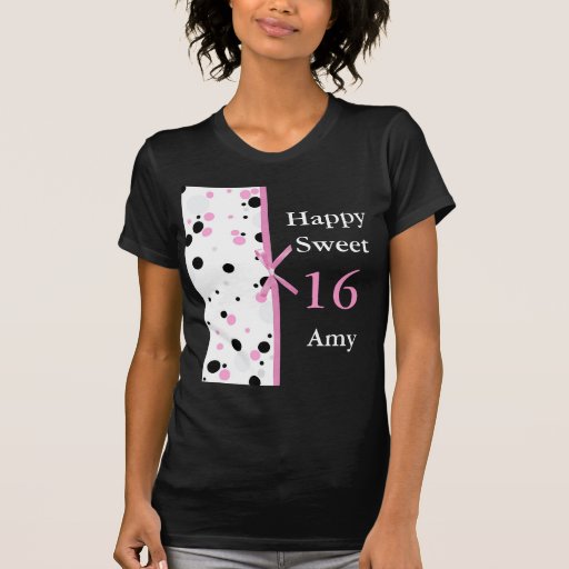 Black and Pink Polka Dot Design T Shirt