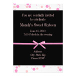 Black and Pink Polka Dot Sweet Sixteen Invitations