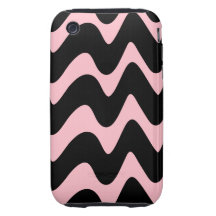 Black and Pink Wavy Lines Tough iPhone 3 Cover