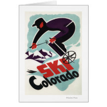 Black and Purple Clothed Skier Greeting Card