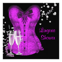 Black and Purple Corset Bachelorette Bridal Shower Personalized Announcement