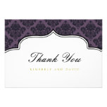 Black and Purple Damask Label Thank You Card invitations