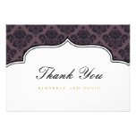 Black and Purple Damask Label Thank You Card invitations