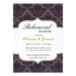 Black and Purple Damask Wedding Rehearsal Dinner invitations