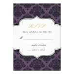 Black and Purple Damask Wedding Response Card invitations