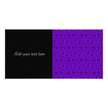 Black and Purple Floral Swirly Pattern Personalized Photo Card
