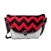 Black and Red Chevrons Messenger Bags