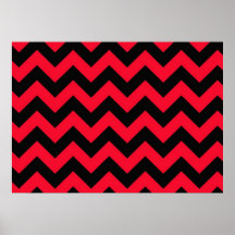Black and Red Chevrons Posters