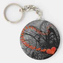 Black and Red Heart Swirls Keychains