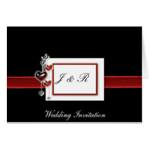 Black and Red hearts wedding invitation Cards