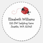 Black and Red Ladybug Round Address Sticker Label