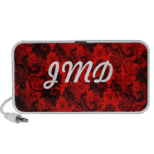 Black and Red Paisley iPod Speakers
