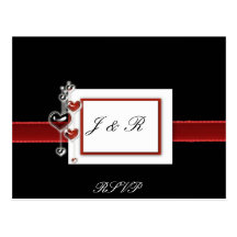 Black and Red RSVP card Post Cards