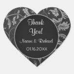 Black and Silver Damask - Thank You Stickers