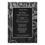 Black and Silver Damask Wedding Invitation