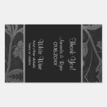 Black and Silver Damask Wine Label Large 4.5 x 2.7 Rectangular Stickers