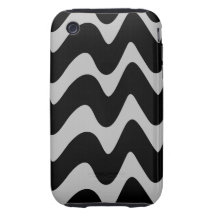Black and Silver Wavy Lines iPhone 3 Tough Covers