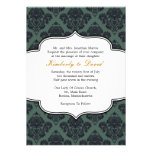 Black and Teal Damask Wedding Invitation invitations