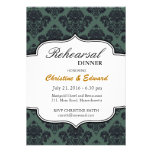 Black and Teal Damask Wedding Rehearsal Dinner invitations