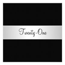 Black and White 21st Birthday Party Invitation