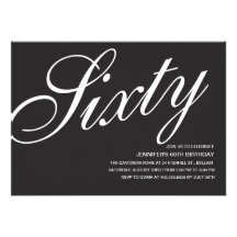 Black and White 60th Birthday Invitations
