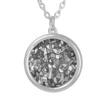 Black and white abstract mosaic custom necklace