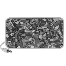 Black and white abstract mosaic iPhone speakers