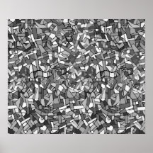 Black and white abstract mosaic poster