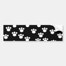 Black and White Animal Paw Print Pattern. Bumper Stickers