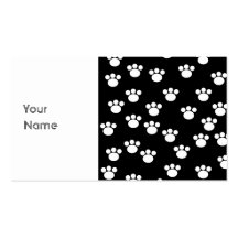Black and White Animal Paw Print Pattern. Business Card