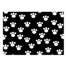 Black and White Animal Paw Print Pattern. Business Card Templates
