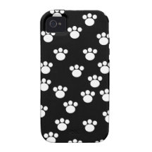 Black and White Animal Paw Print Pattern. Vibe iPhone 4 Cases