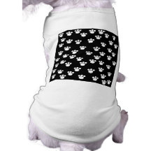 Black and White Animal Paw Print Pattern. Dog T-shirt