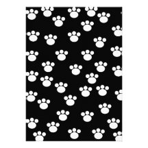 Black and White Animal Paw Print Pattern. Announcement