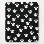 Black and White Animal Paw Print Pattern. Mousepads