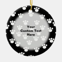 Black and White Animal Paw Print Pattern. Ornament