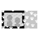 Black and White Animal Paw Print Pattern. Customized Photo Card