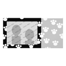 Black and White Animal Paw Print Pattern. Customized Photo Card