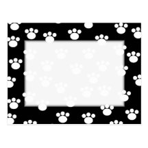 Black and White Animal Paw Print Pattern. Post Card
