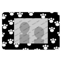 Black and White Animal Paw Print Pattern. Vinyl Magnets