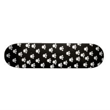 Black and White Animal Paw Print Pattern. Skate Board Decks