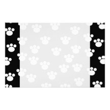 Black and White Animal Paw Print Pattern. Stationery Design