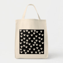 Black and White Animal Paw Print Pattern. Tote Bag