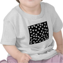 Black and White Animal Paw Print Pattern. Tee Shirt