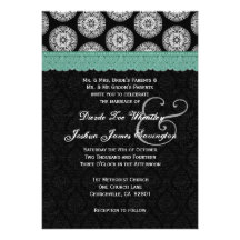 Black and White Antique Green Lace Wedding 19 Custom Invites