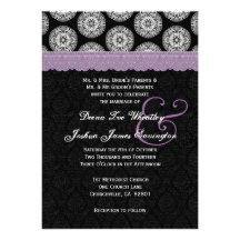 Black and White Antique Lavender Lace Wedding 18 Personalized Announcements